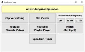 [Translate to English:] LiveStreamHelper - Start-Screen